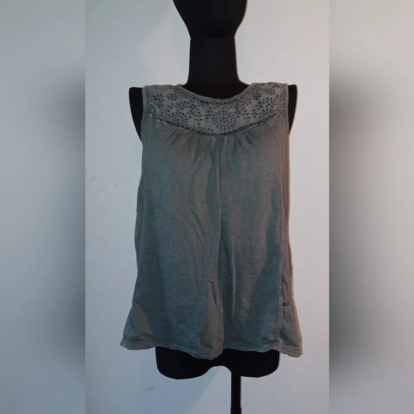A Sonoma Eyelet Lace Olive Green Tank Top Blouse - Picture 2 of 6